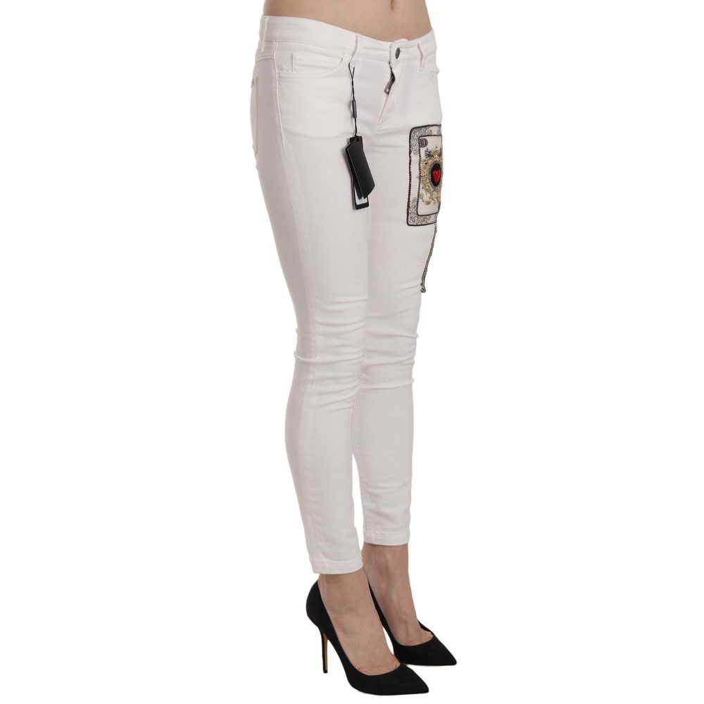 Dolce & Gabbana Queen Of Hearts Crystal Skinny Jeans - Picture 4 of 4